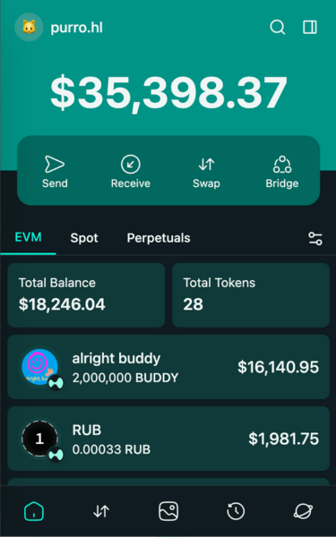 Purro Extension - Wallet View